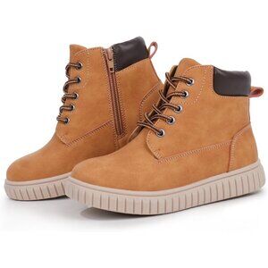 Kids Tan Synthetic Boot-Like High Top Design Zipper Ankle Boots Sneaker Shoes